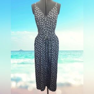 Gap Black & Grey Print MIDI Length Jumpsuit Size XS